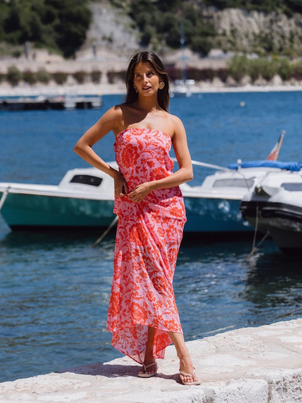 NWT 12TH TRIBE Mon Cherie Floral Strapless Maxi Dress